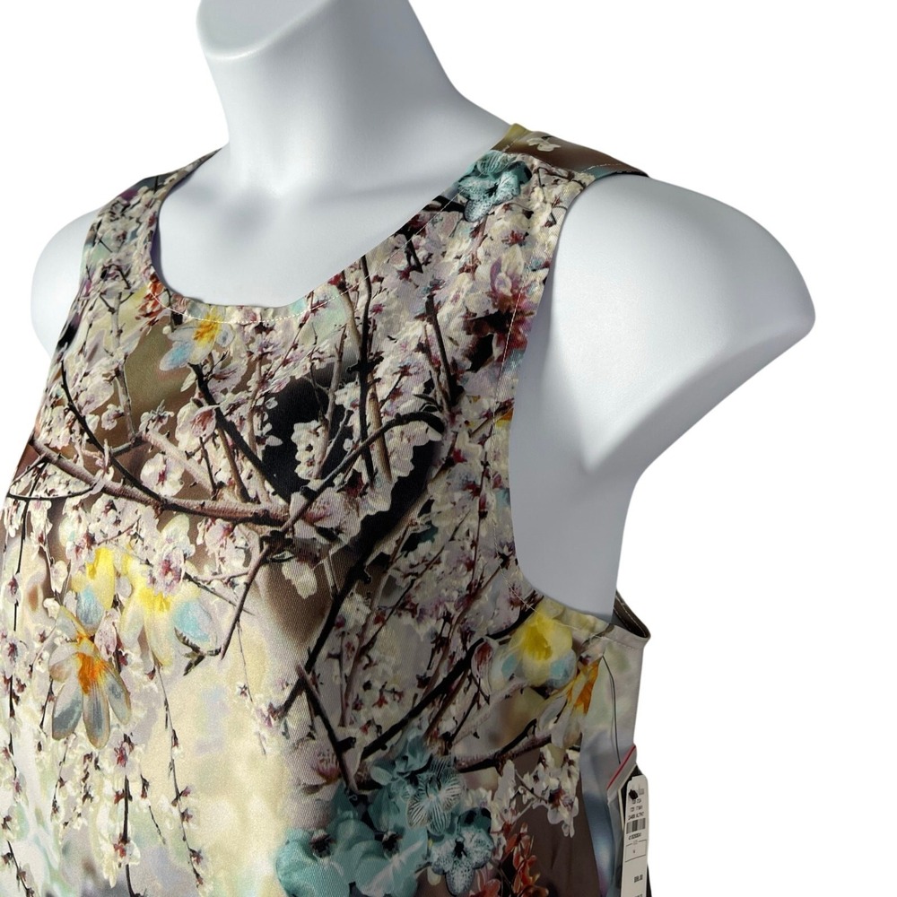 Nicole‎ Miller Dress 14 Cherry Blossom Watercolor Floral Art to Wear Open Back - Picture 5 of 13